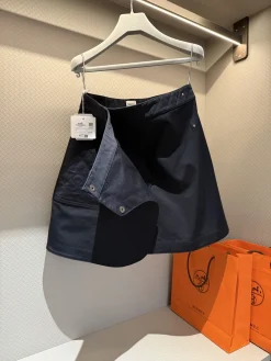 HERMES Skirts Cotton Blend Navy-Silver S-L C75202609063126