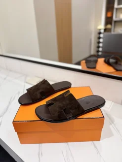 Alternative view of HERMES Slides Suede Leather Brown EU39-44 B50202609111859