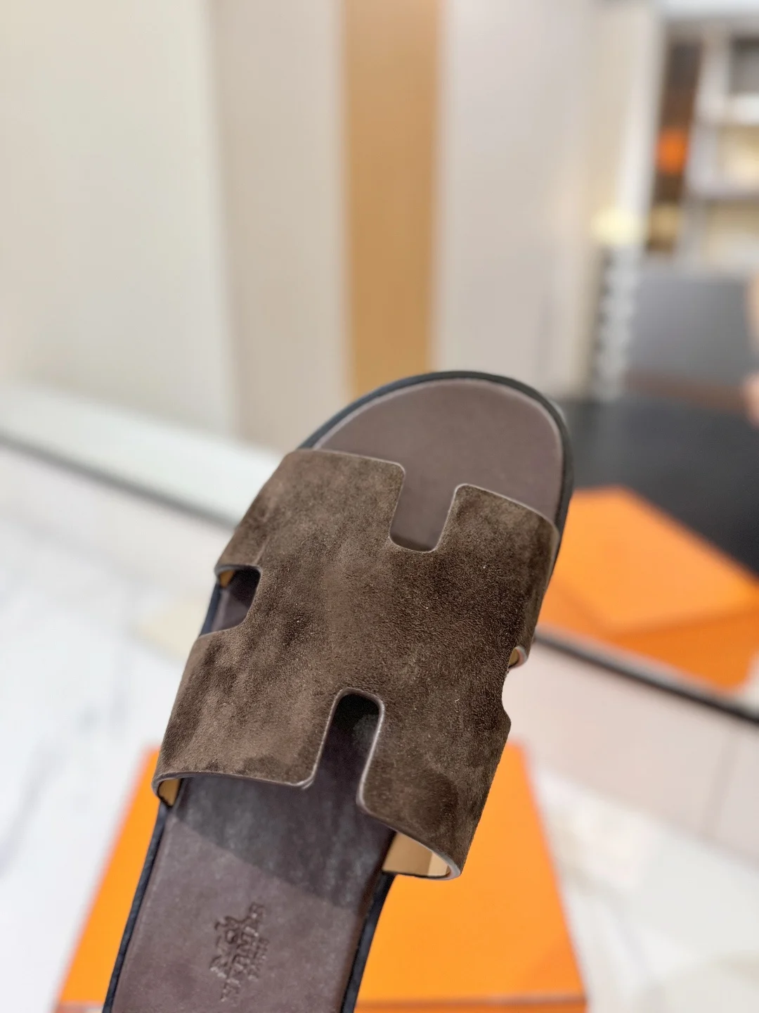 HERMES Slides Suede Leather Brown EU39-44 B50202609111859 - Image 7