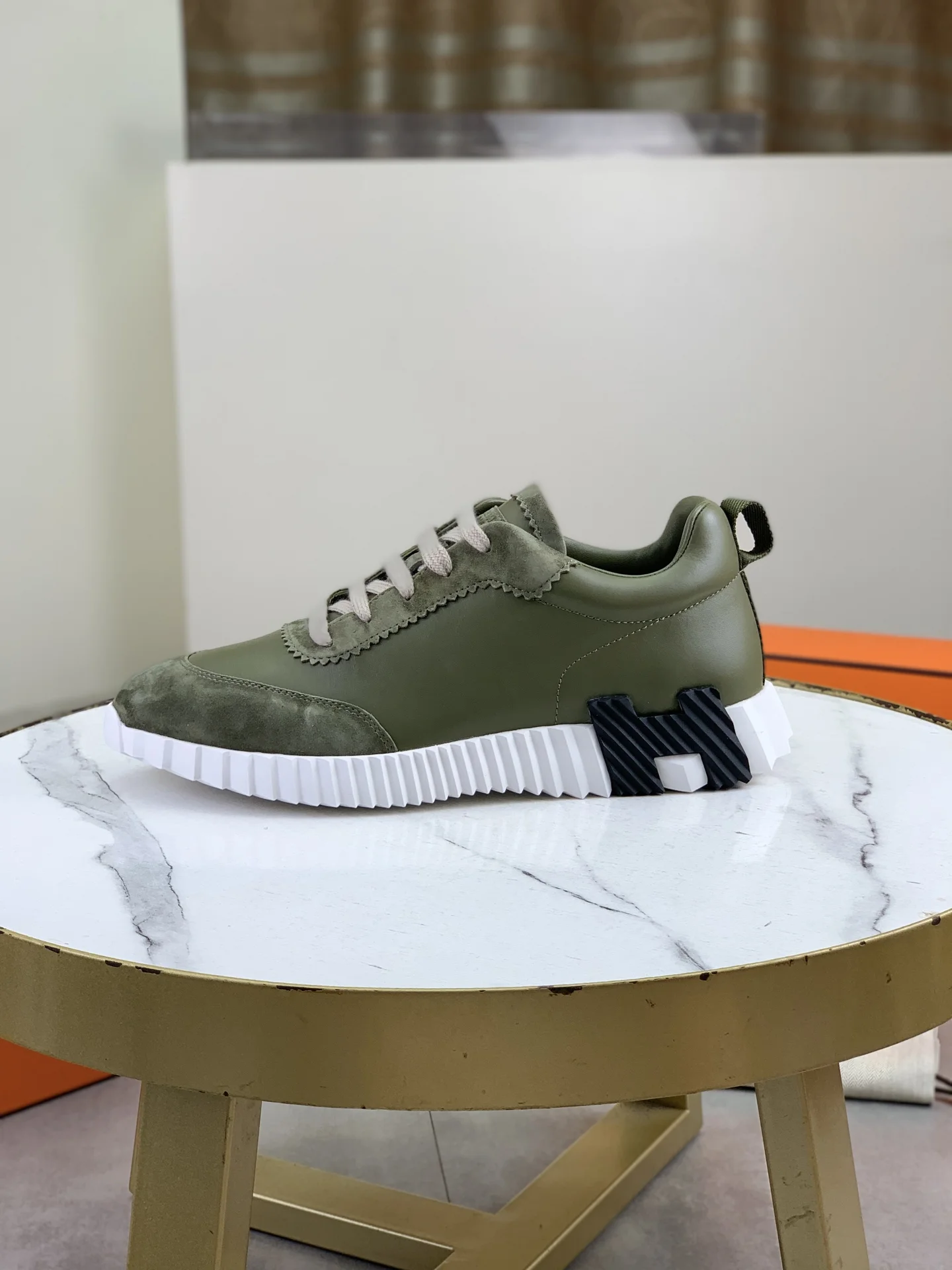 HERMES Sneakers Leather Green-Black EU39-45 C40202609110980