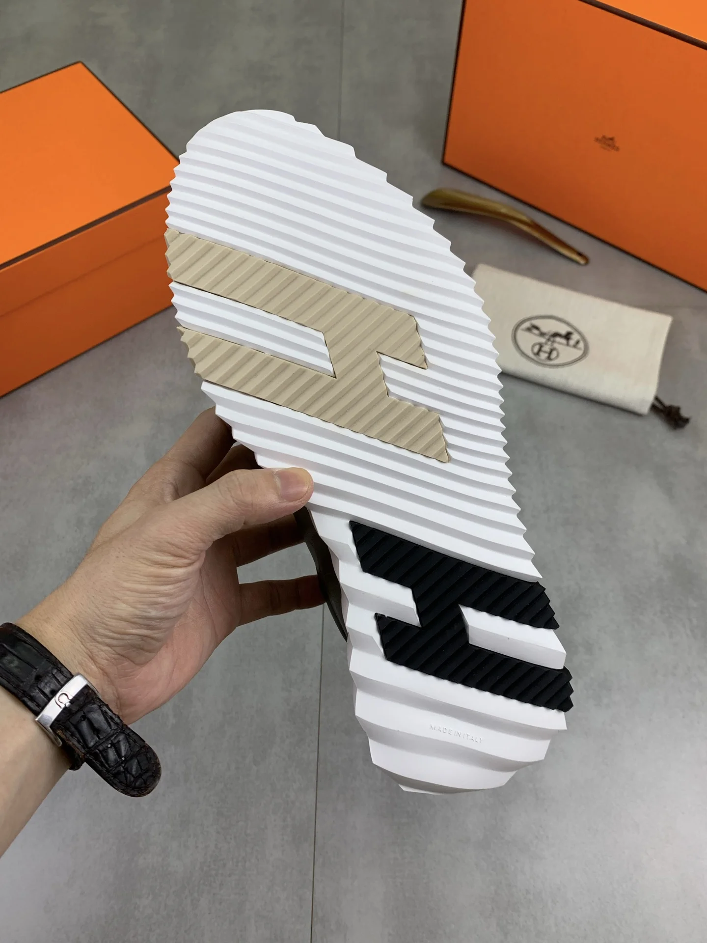 HERMES Sneakers Leather Green-Black EU39-45 C40202609110980 - Image 8