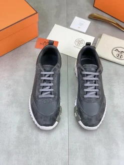 Alternative view of HERMES Sneakers Mesh Leather Gray-White EU39-45 C40202609110973