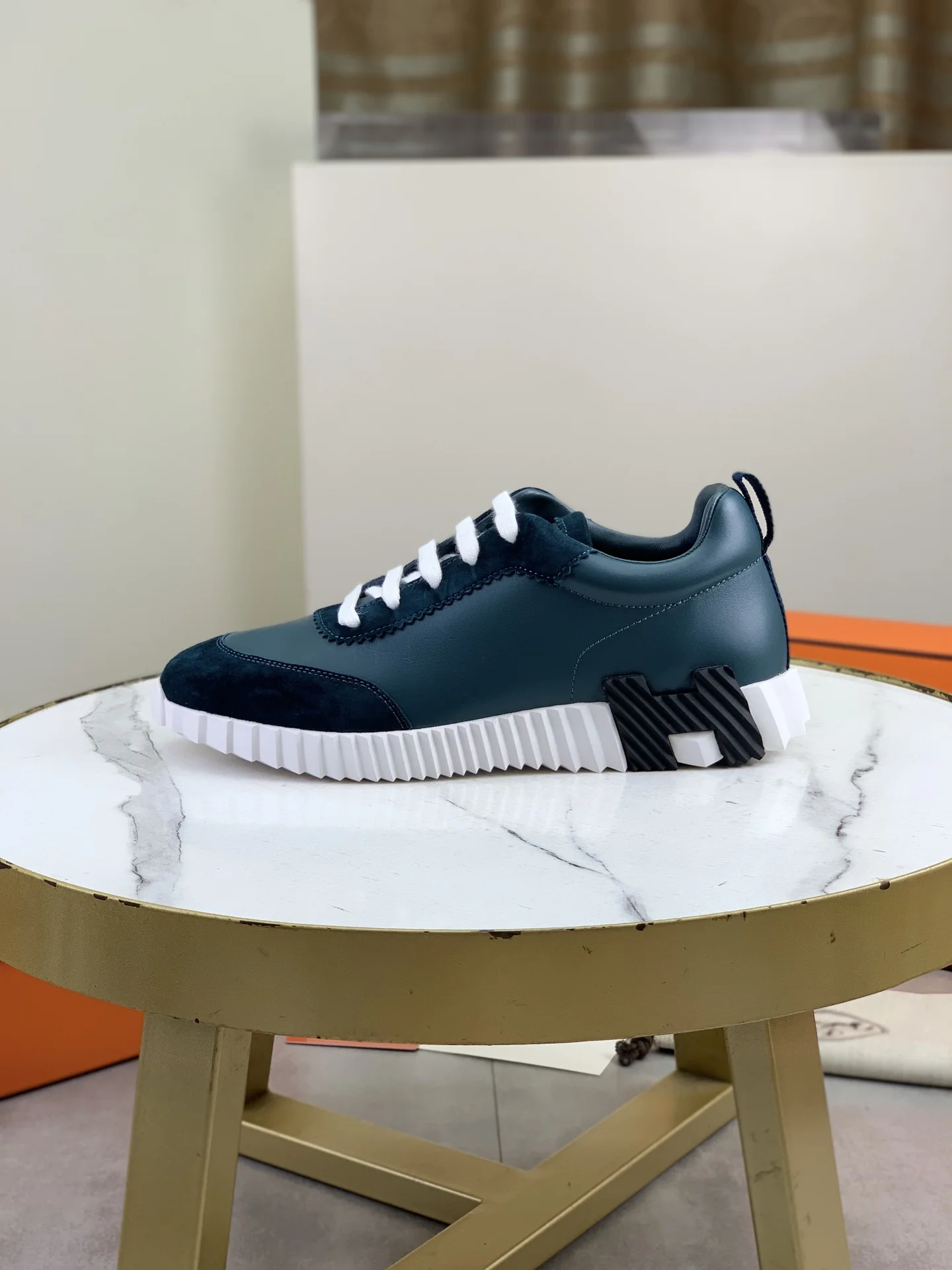 HERMES Sneakers Technical Mesh Leather Teal-White EU39-45 C40202609110975
