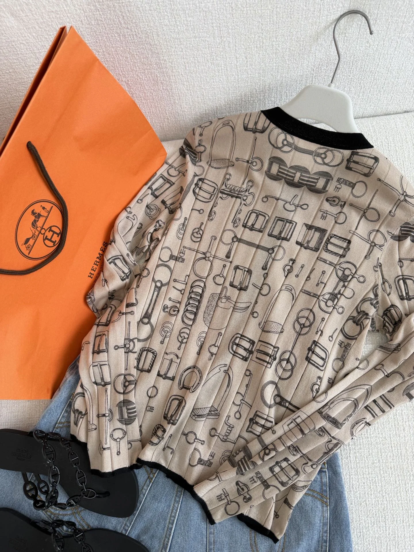 HERMES Sweaters Beige-Black S-L B90202609063091 - Image 8