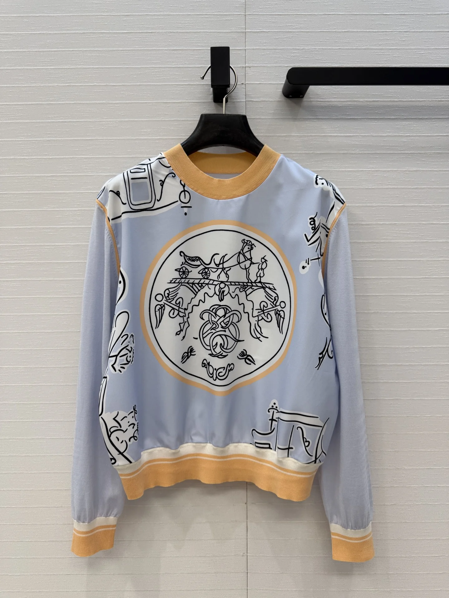 HERMES Sweaters Wool Blend Light Blue-Orange S-L B60202609062702