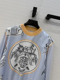 Alternative view of HERMES Sweaters Wool Blend Light Blue-Orange S-L B60202609062702