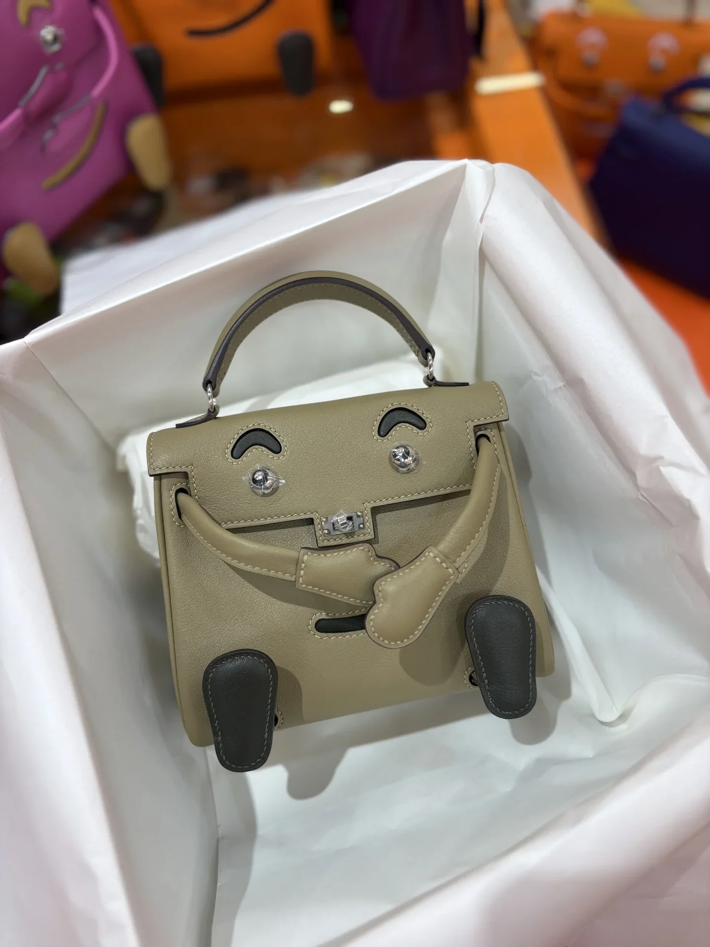 HERMES Top Handle Bags Beige-Gray 16CM A350202609090237