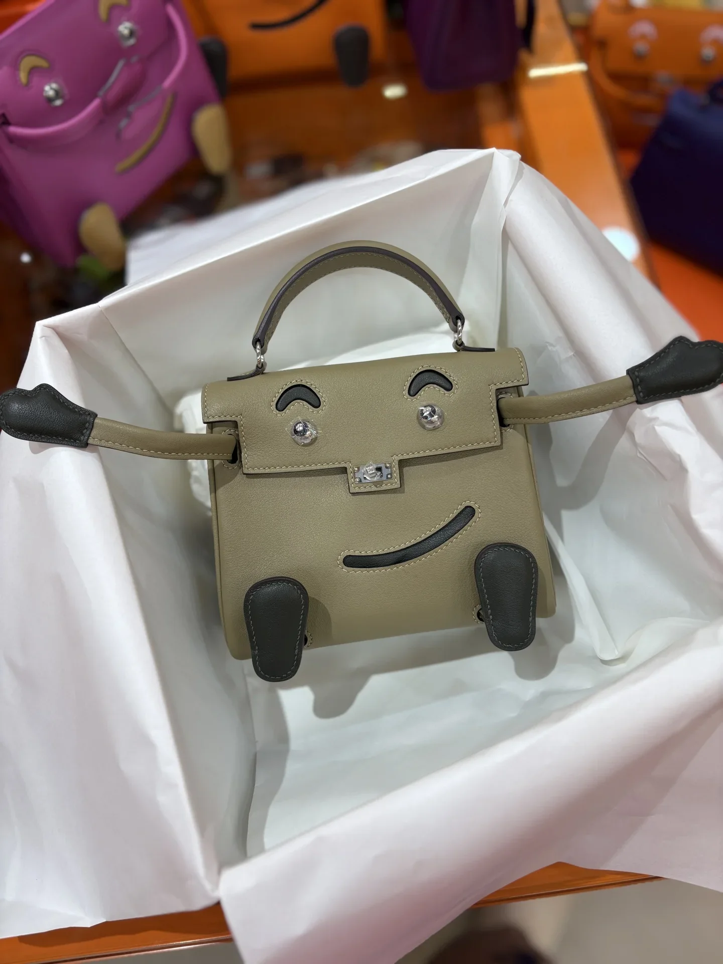 HERMES Top Handle Bags Beige-Gray 16CM A350202609090237 - Image 2