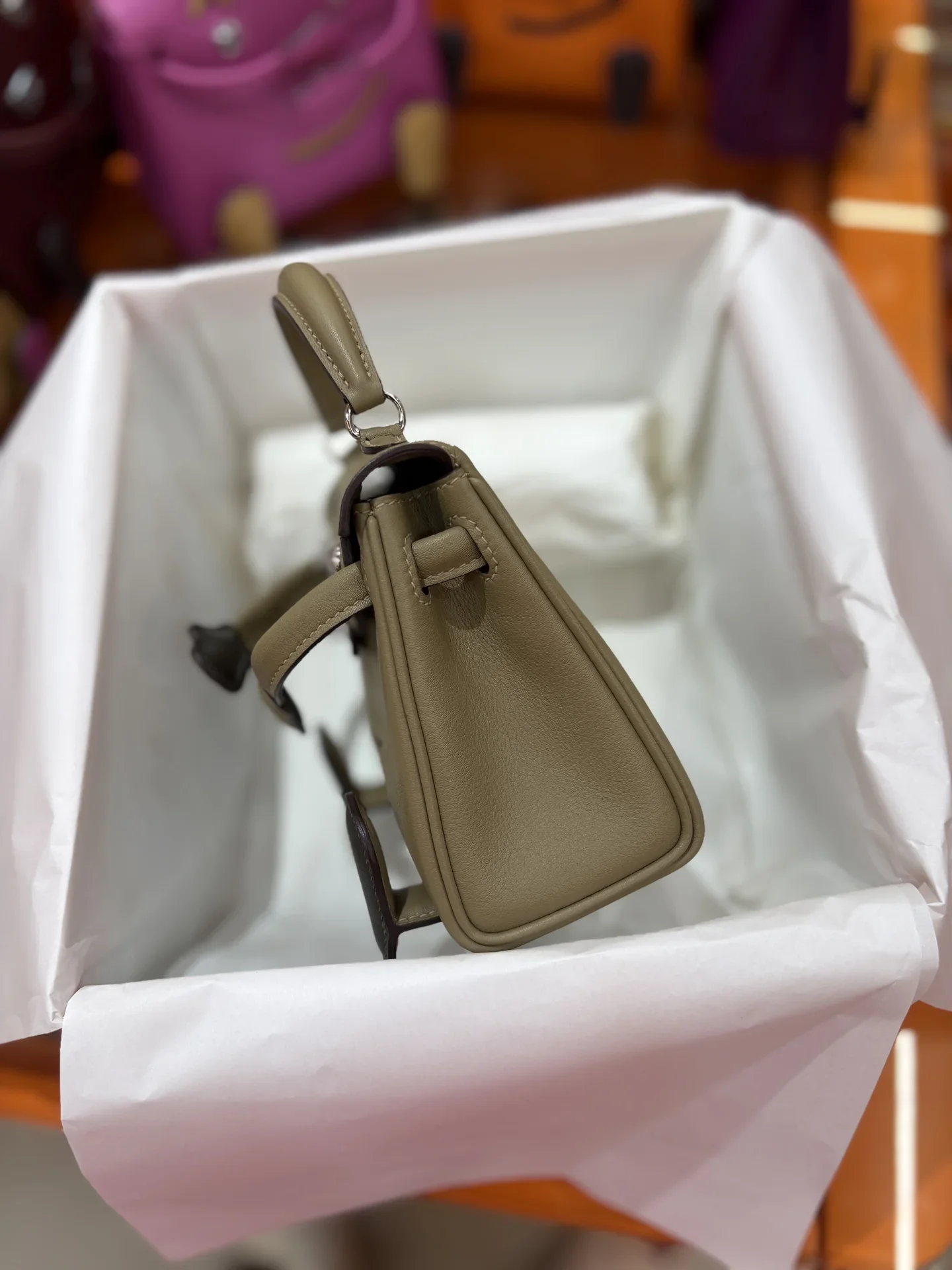 HERMES Top Handle Bags Beige-Gray 16CM A350202609090237 - Image 5