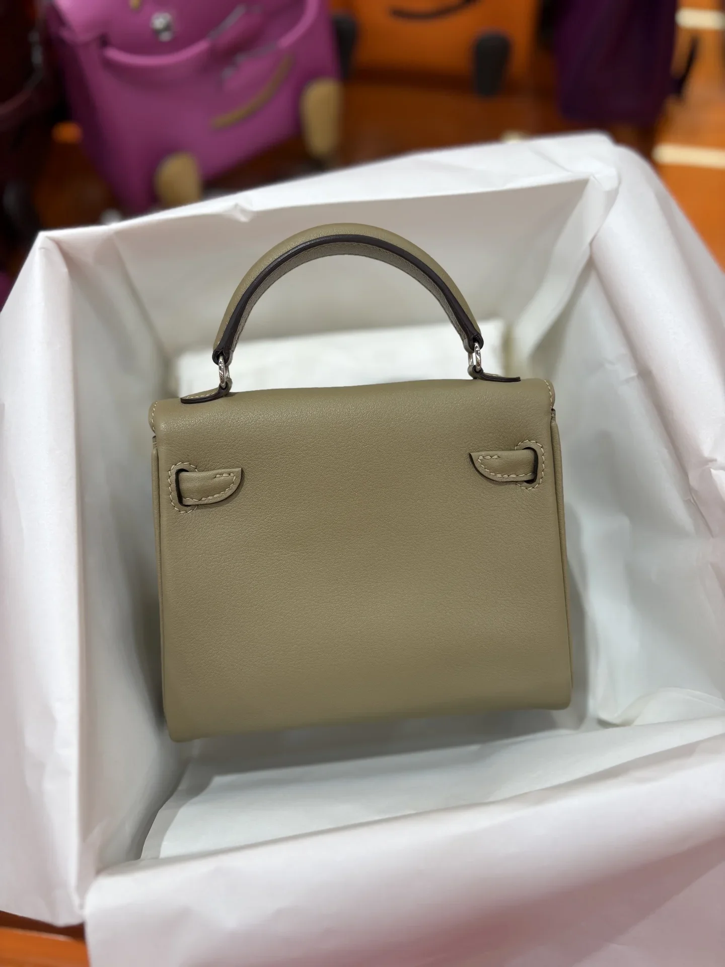 HERMES Top Handle Bags Beige-Gray 16CM A350202609090237 - Image 7