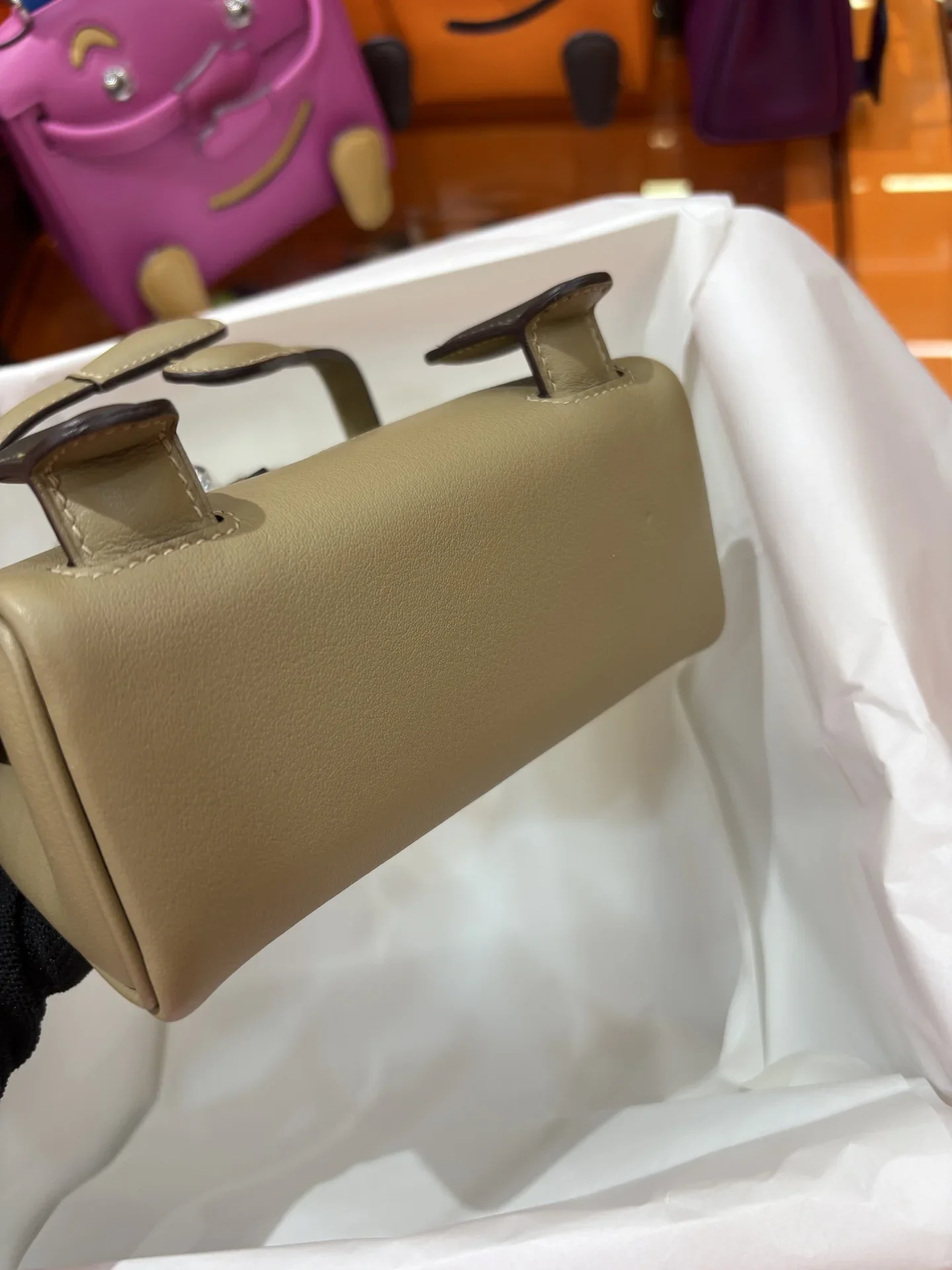 HERMES Top Handle Bags Beige-Gray 16CM A350202609090237 - Image 9
