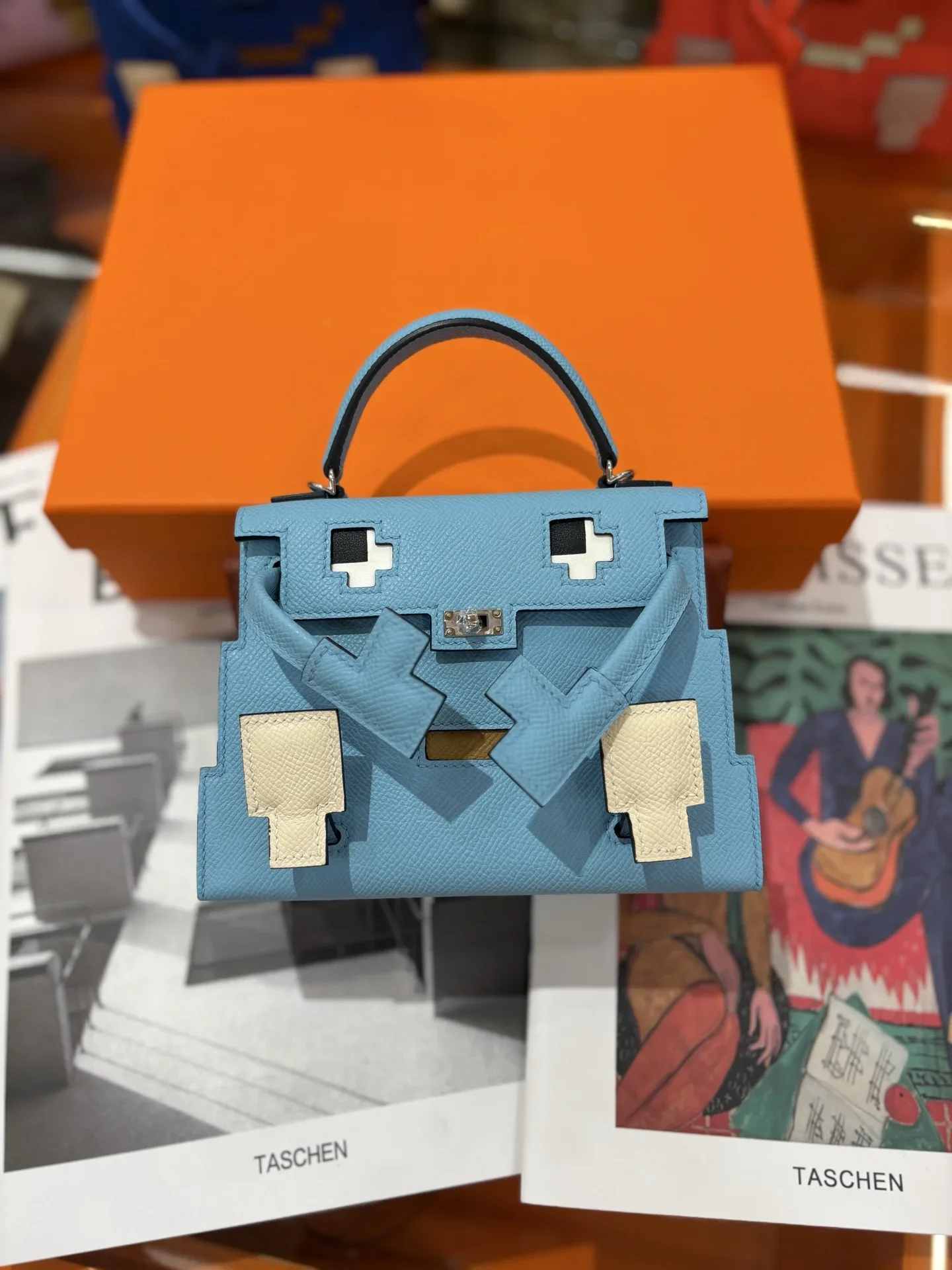 HERMES Top Handle Bags Blue-Beige A450202609090240 - Image 3