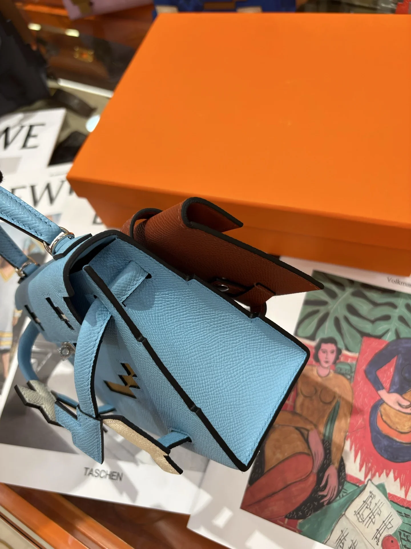 HERMES Top Handle Bags Blue-Beige A450202609090240 - Image 6