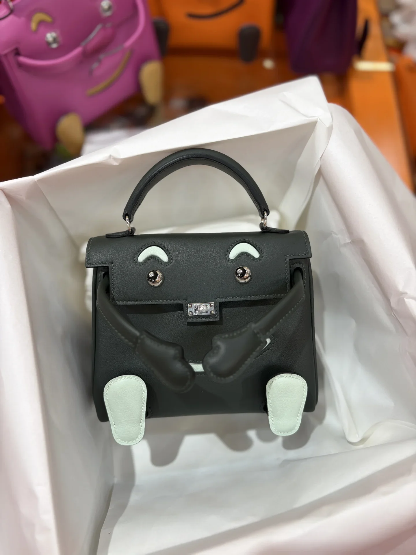 HERMES Top Handle Bags Darkgray-Mint A350202609090246
