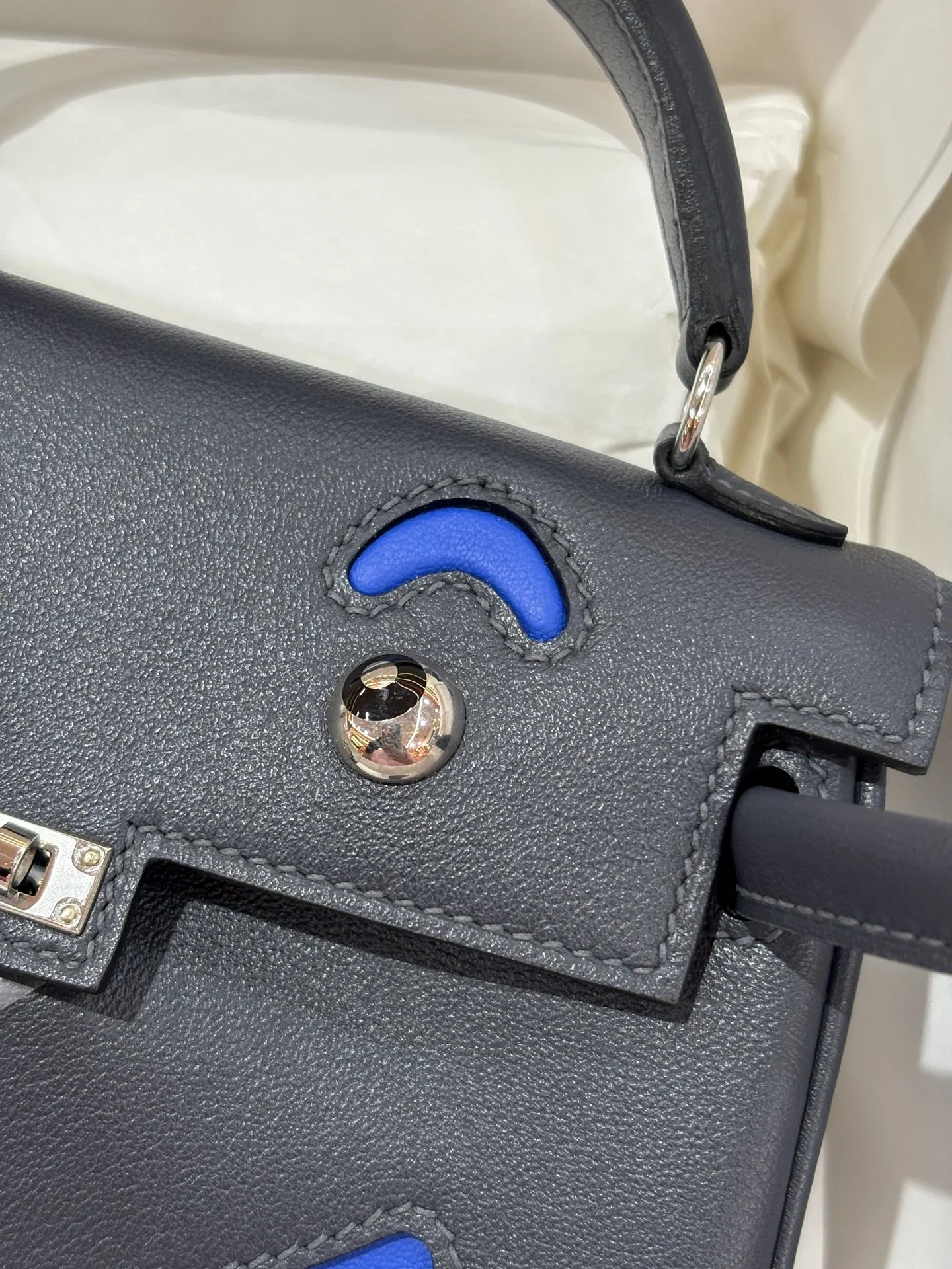 HERMES Top Handle Bags Gray-Blue A350202609090247 - Image 3