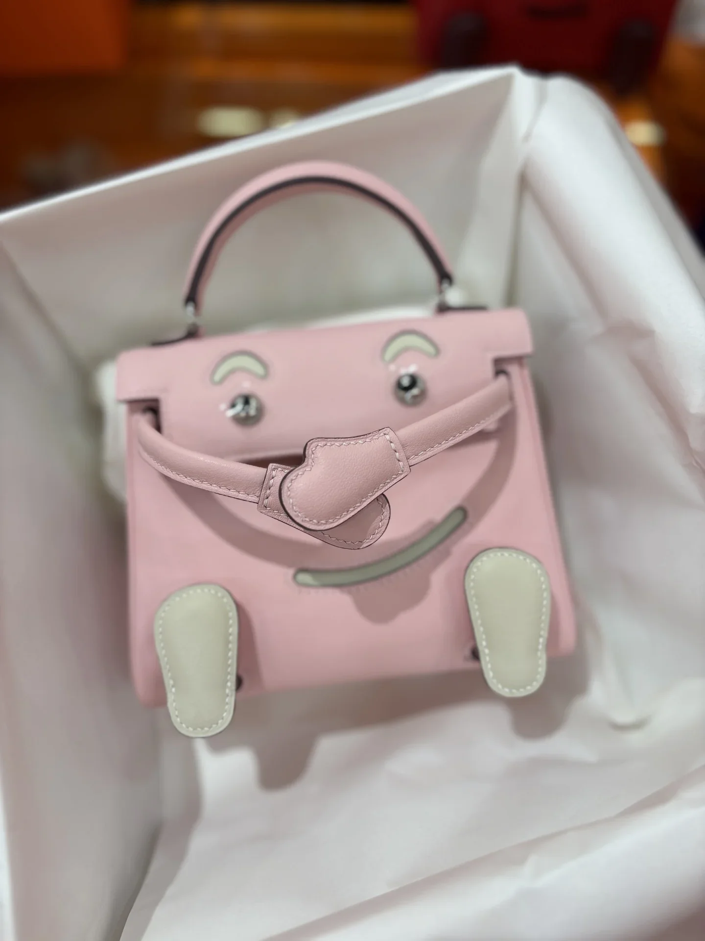 HERMES Top Handle Bags Pink-Cream 16CM A350202609090304
