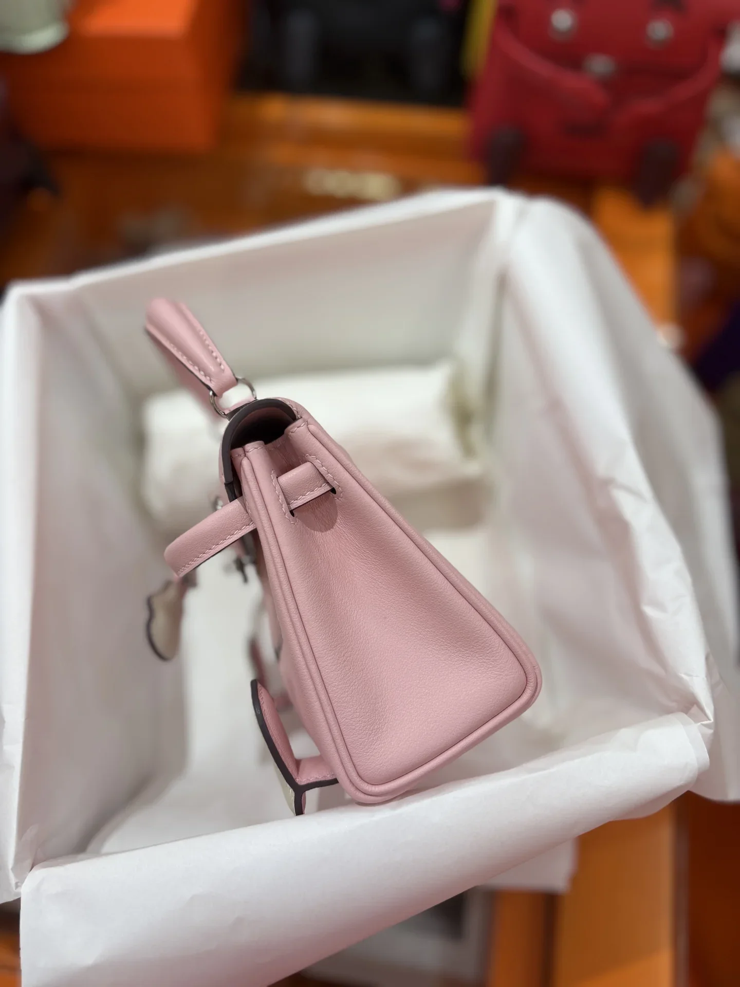 HERMES Top Handle Bags Pink-Cream 16CM A350202609090304 - Image 5