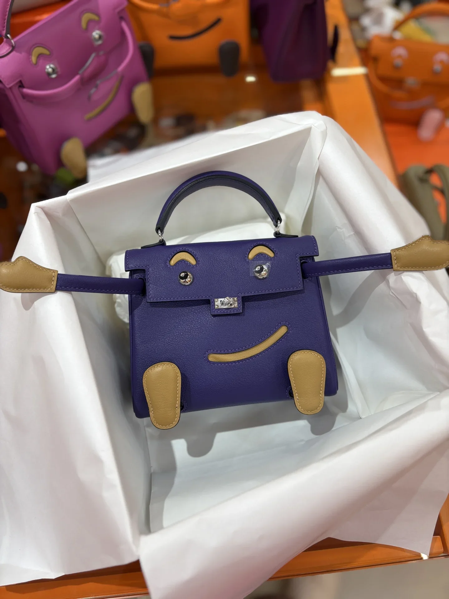 HERMES Top Handle Bags Purple-Tan A350202609090255 - Image 2