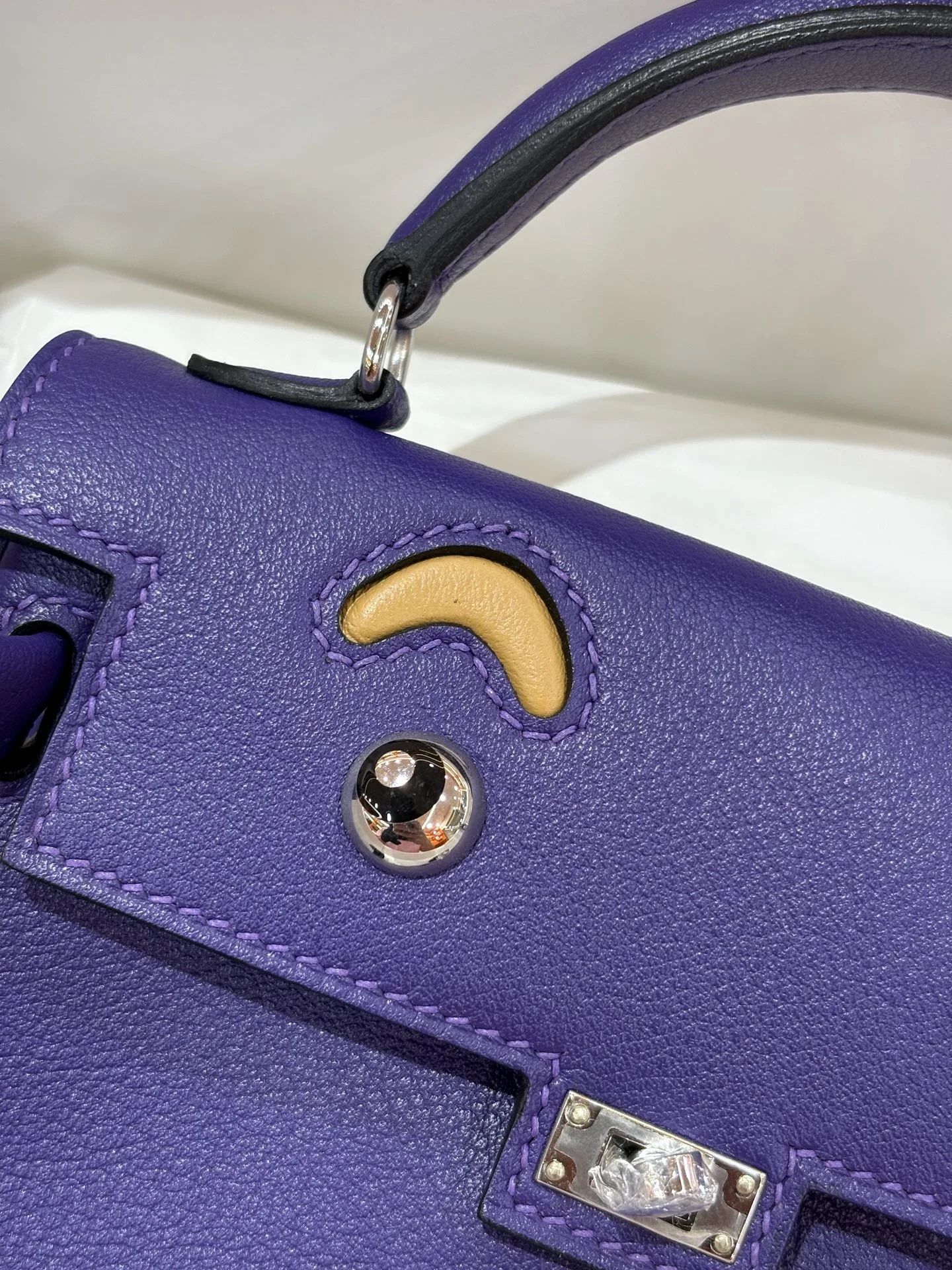 HERMES Top Handle Bags Purple-Tan A350202609090255 - Image 3