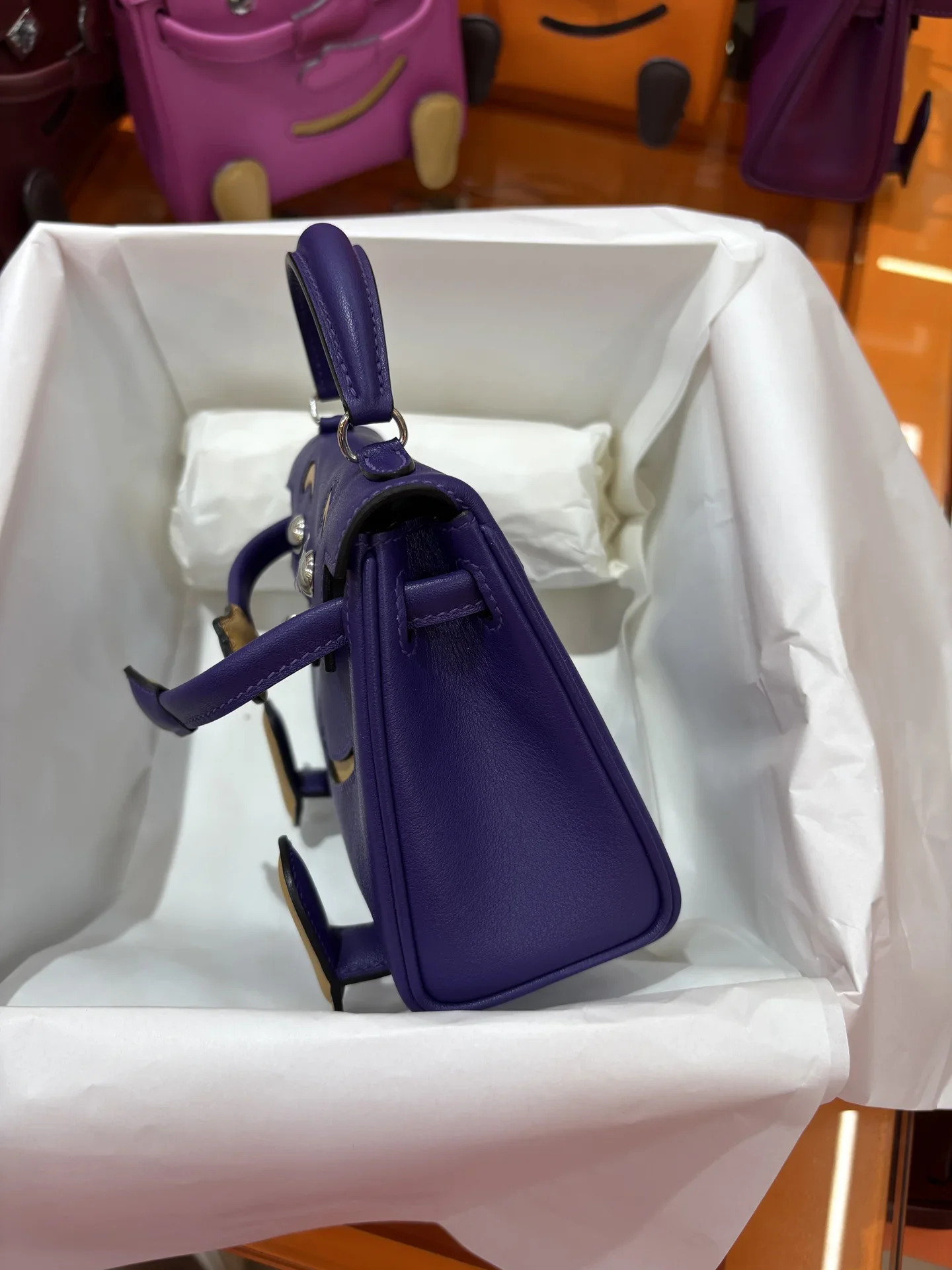 HERMES Top Handle Bags Purple-Tan A350202609090255 - Image 5