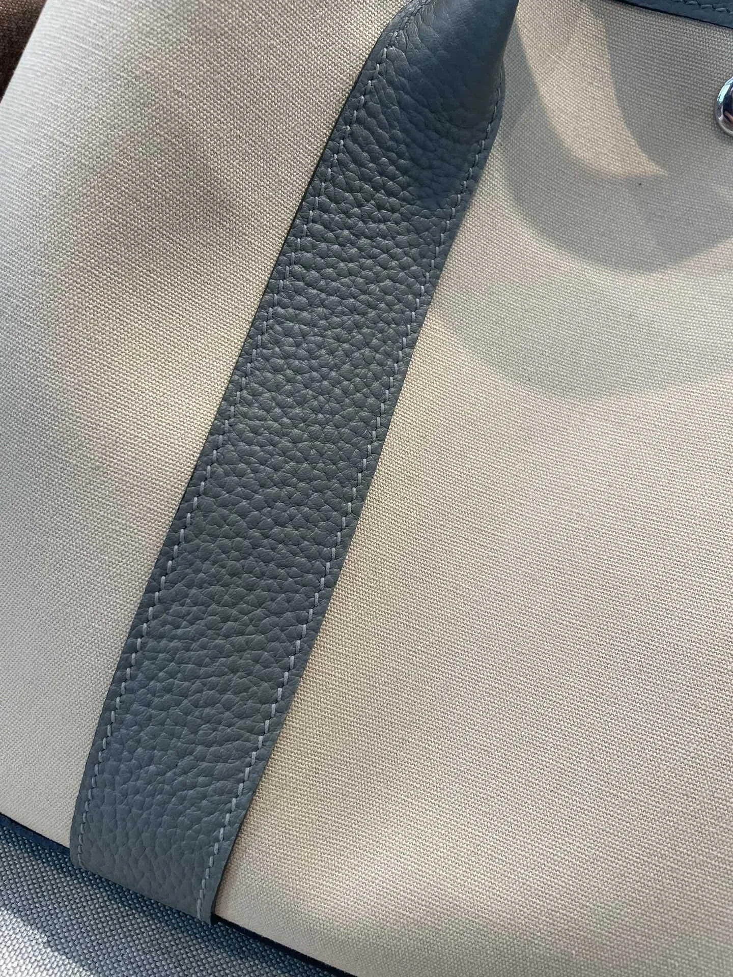 HERMES Totes Bags Canvas Leather Beige-Gray 30CM-36CM A000202609090260 - Image 4