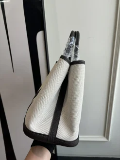 Alternative view of HERMES Totes Bags Canvas Leather White-Black 23-30 A000202609090270