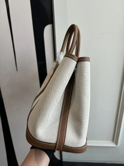 Alternative view of HERMES Totes Bags Canvas Leather White-Brown 23CM-30CM A000202609090295