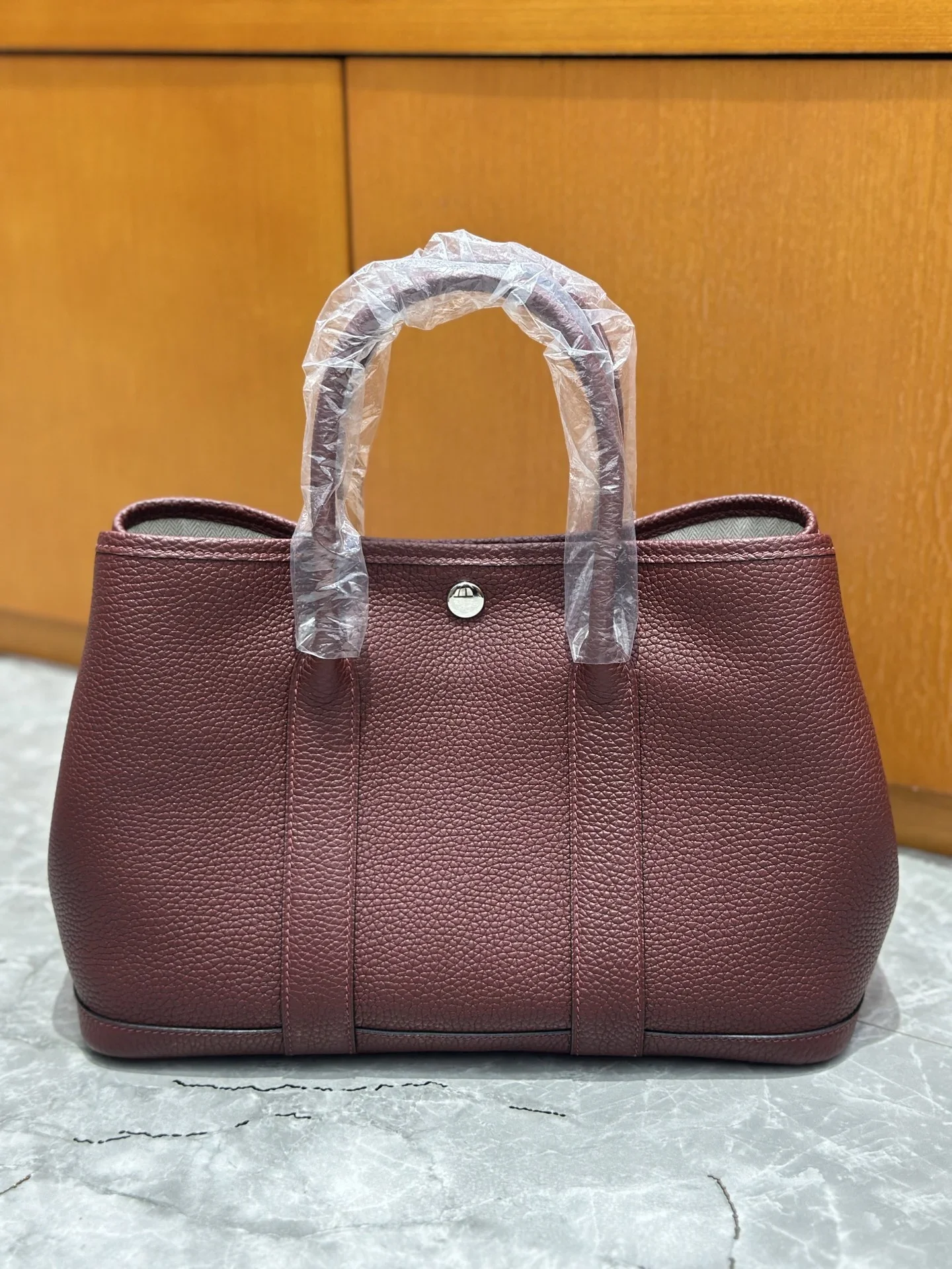 HERMES Totes Bags Leather Burgundy 30CM I50202609090275