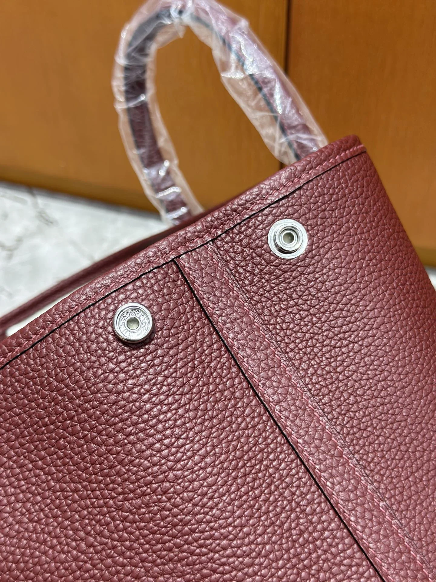 HERMES Totes Bags Leather Burgundy 30CM I50202609090275 - Image 7