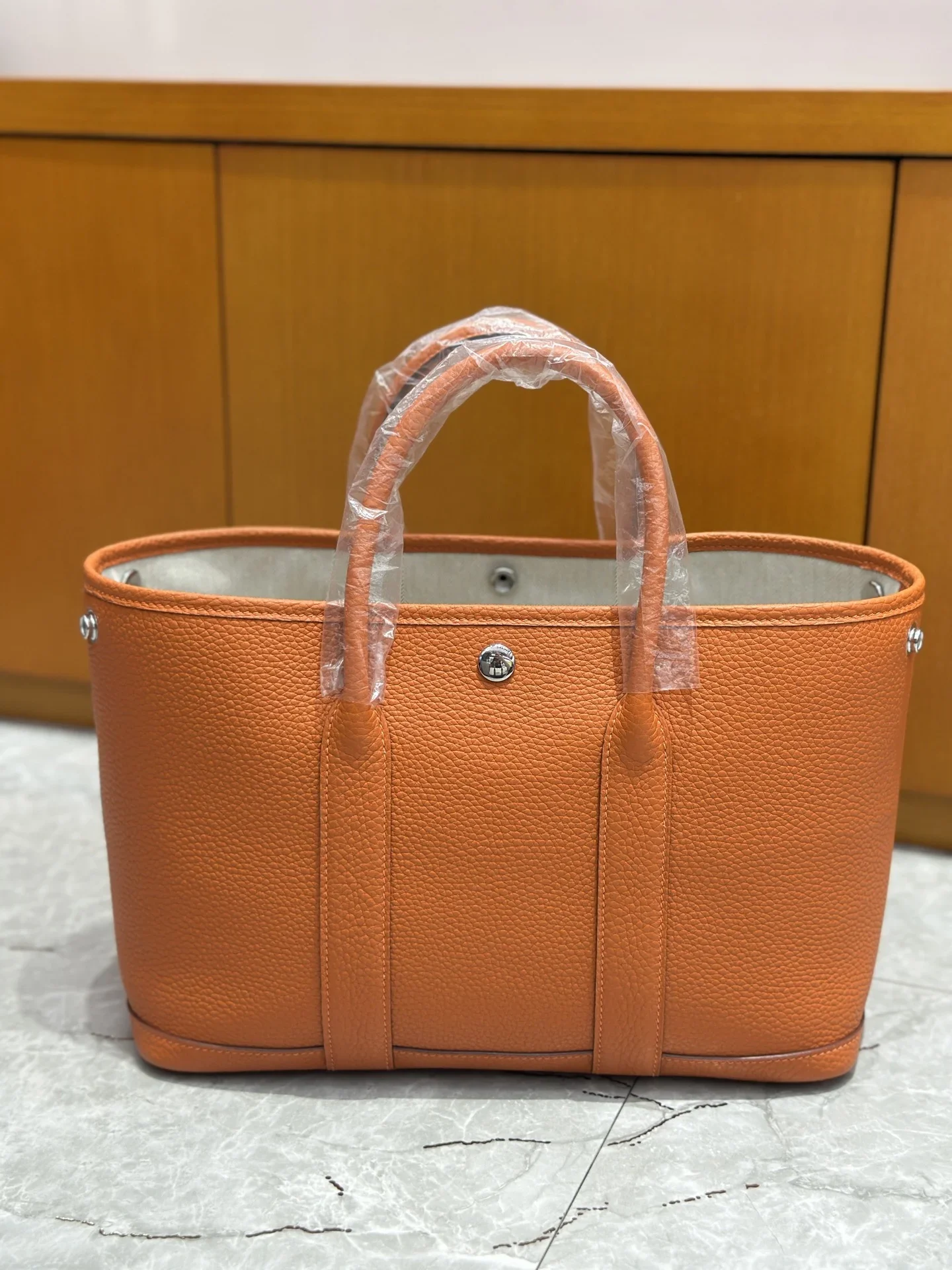 HERMES Totes Bags Leather Orange 30CM I50202609090278