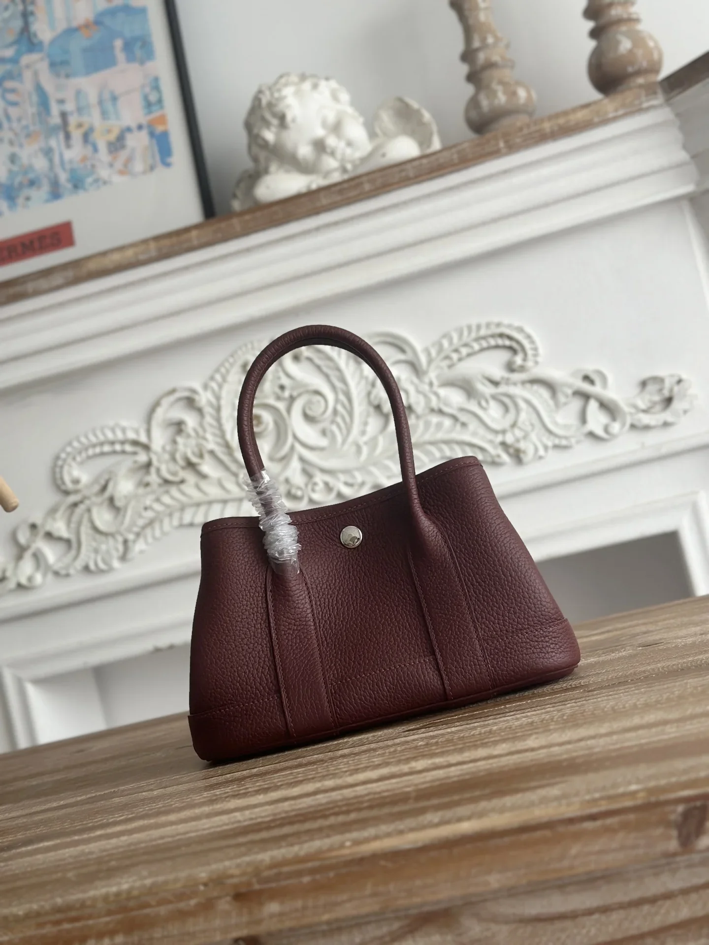 HERMES Totes Bags Togo Leather Burgundy 23CM H80202609090288