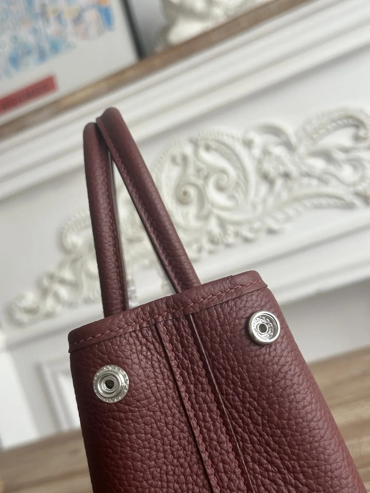HERMES Totes Bags Togo Leather Burgundy 23CM H80202609090288 - Image 5