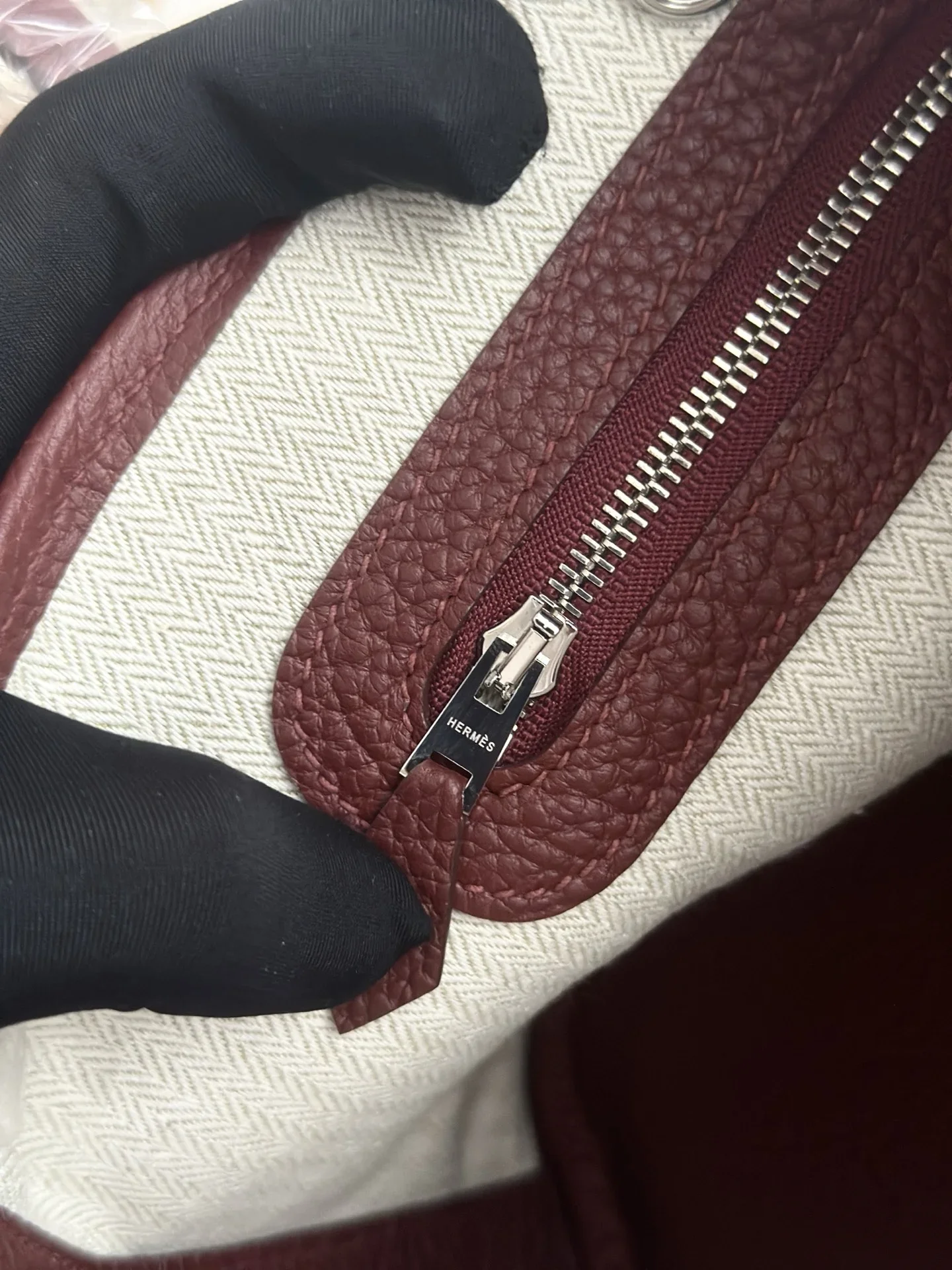 HERMES Totes Bags Togo Leather Burgundy 23CM H80202609090288 - Image 8