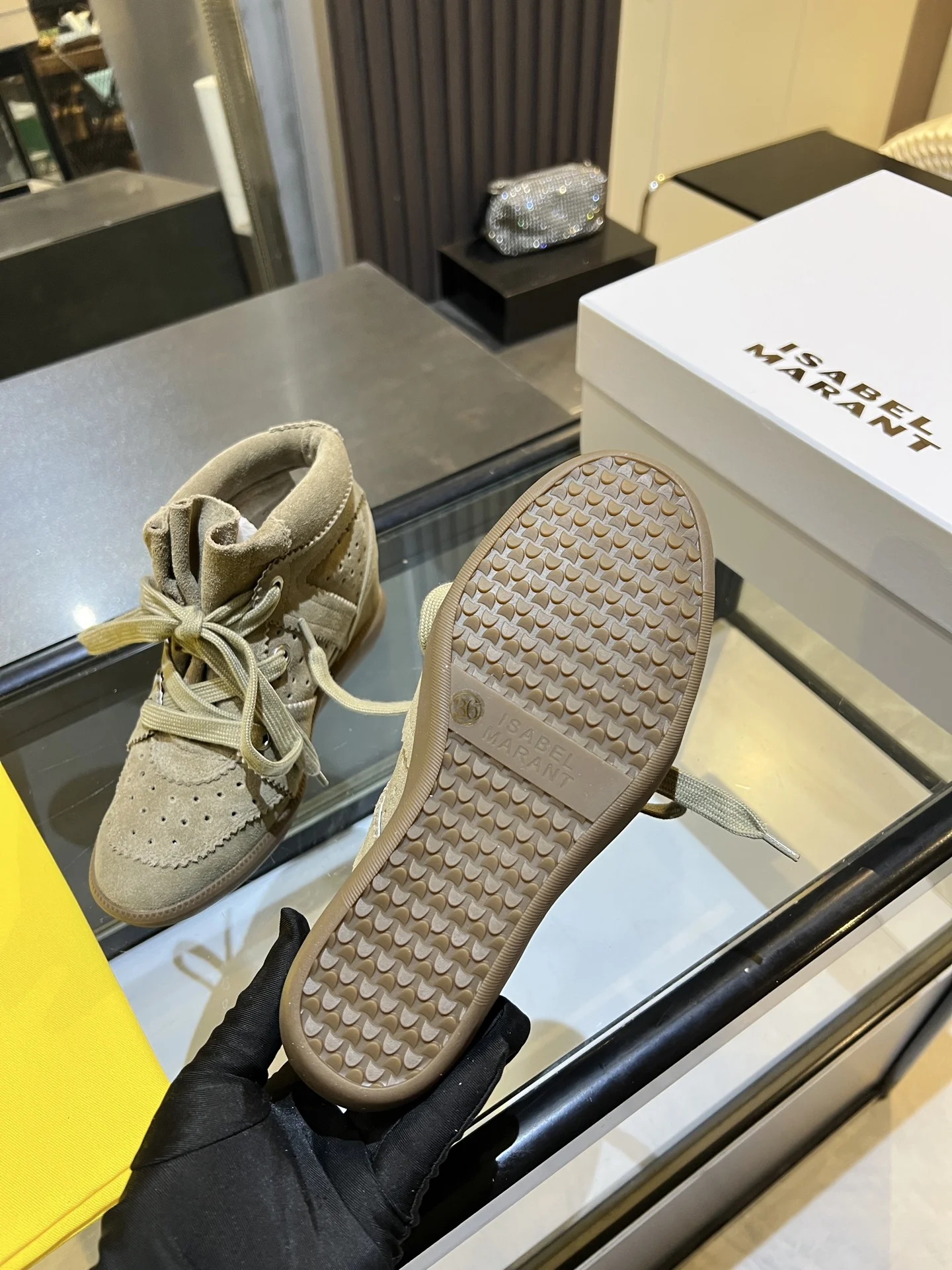 ISABEL MARANT Sneakers Suede Beige-Brown EU35-40 B90202609110900 - Image 11