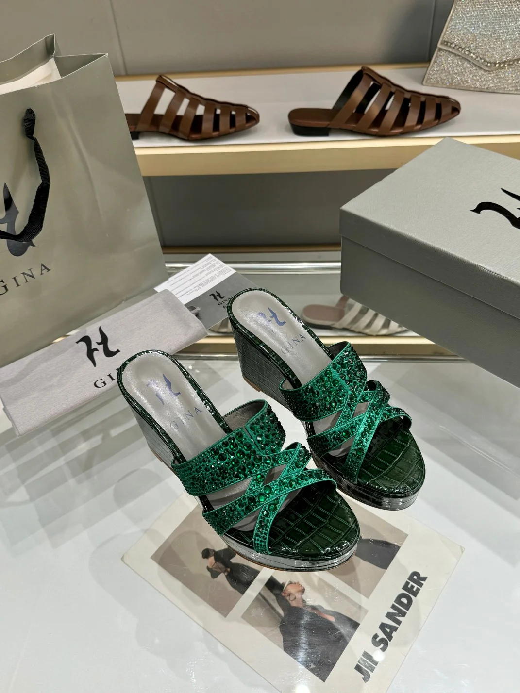 JIL SANDER Sandals Leather Rubber Green EU36-41 B60202609111327