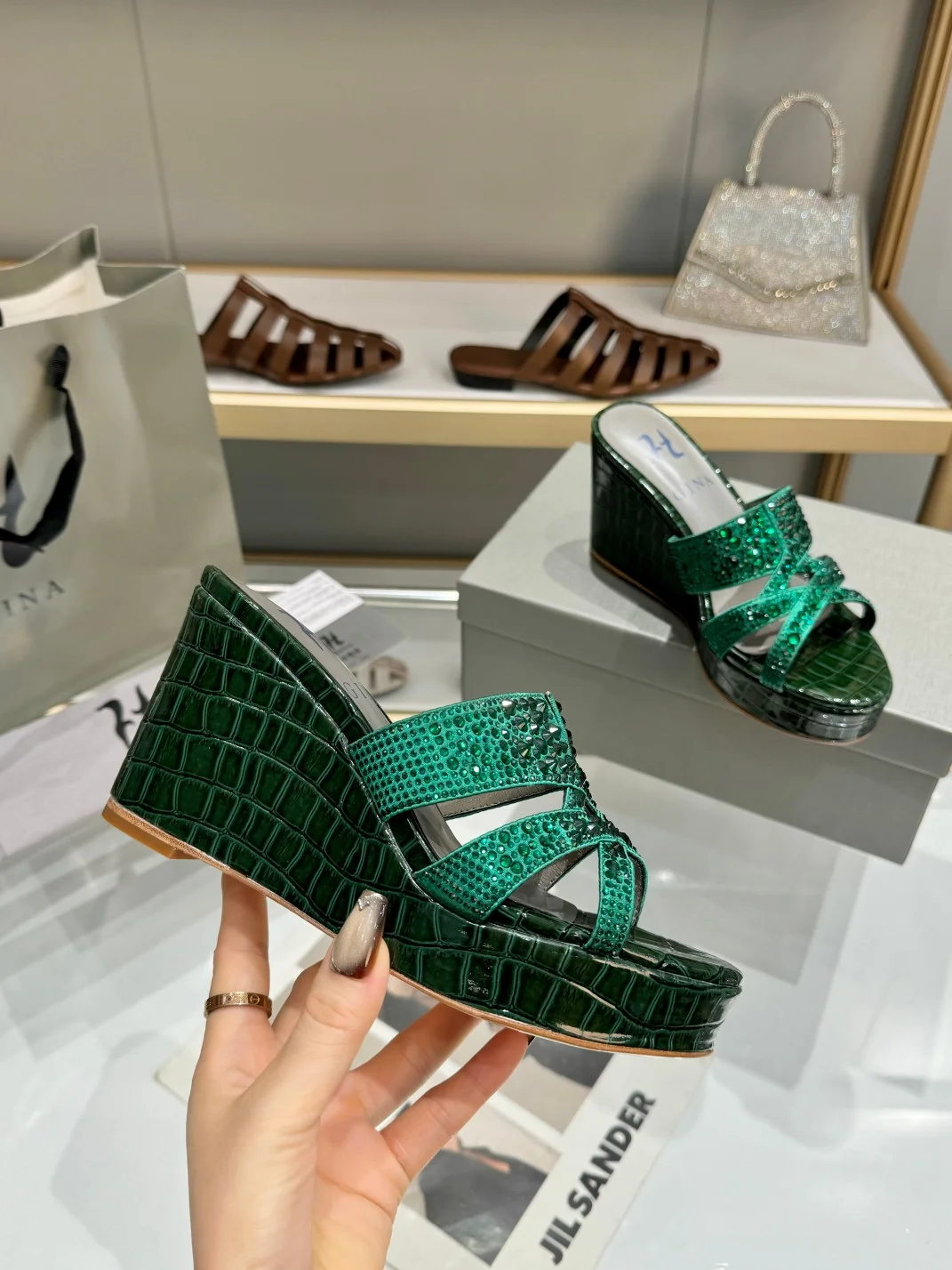JIL SANDER Sandals Leather Rubber Green EU36-41 B60202609111327 - Image 7
