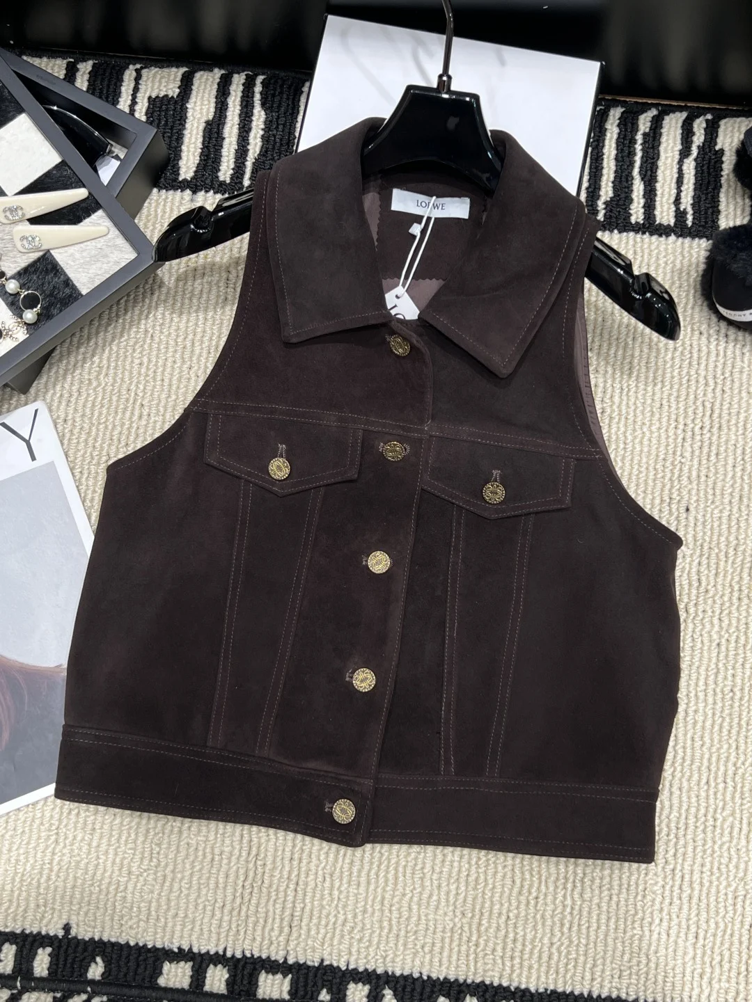 LOEWE Jackets Suede Brown-Gold S-XL E35202609061878