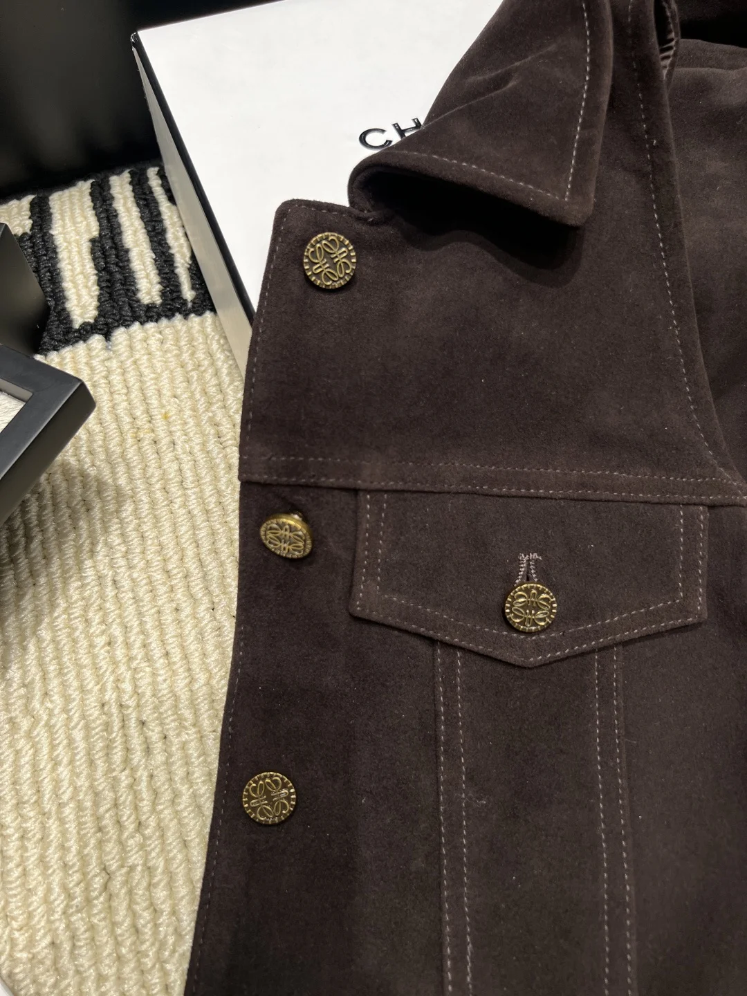 LOEWE Jackets Suede Brown-Gold S-XL E35202609061878 - Image 6