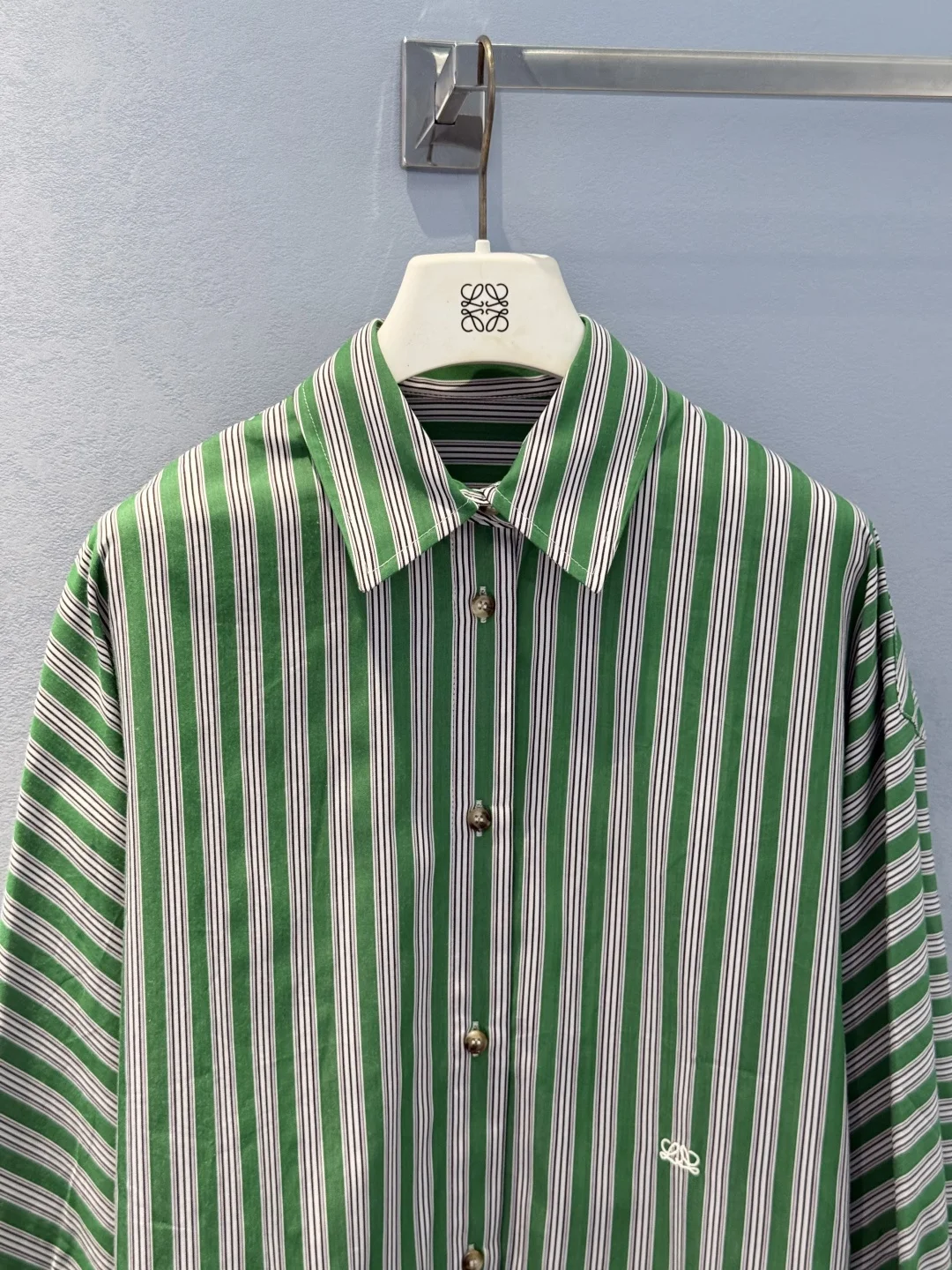 LOEWE Shirts Green-White S-L C20202609062273 - Image 4