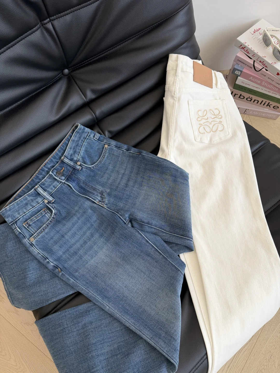 LOEWE Trousers Stretch Denim Blue-White S-L B45202609063049 - Image 3