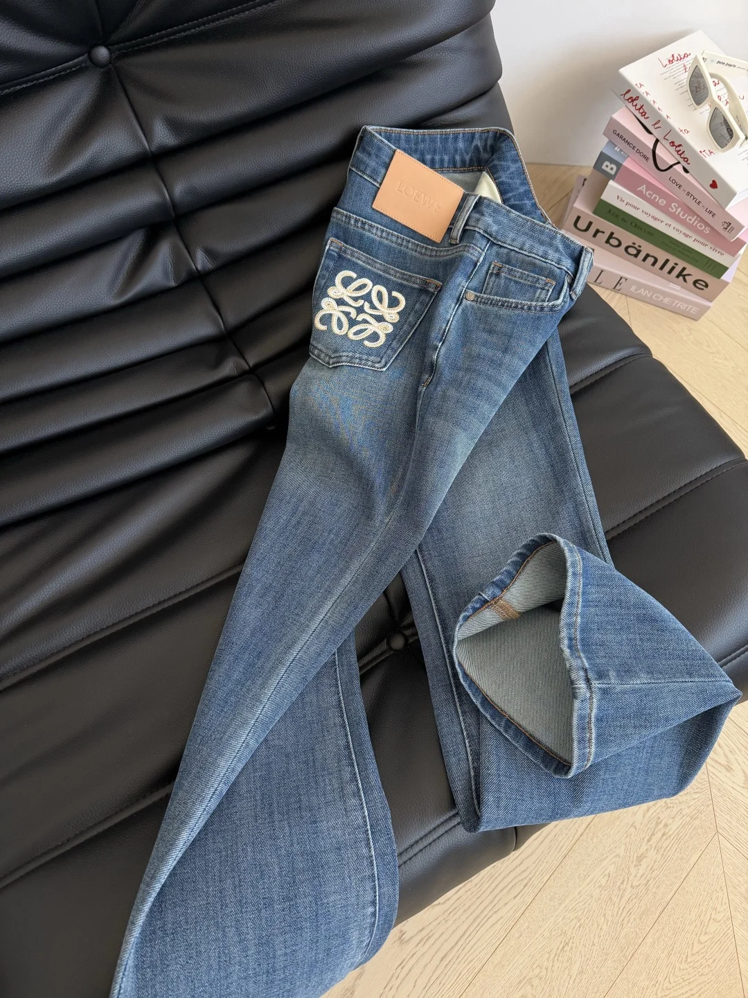 LOEWE Trousers Stretch Denim Blue-White S-L B45202609063049 - Image 5