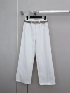 LOEWE Trousers White-Khaki S-L A95202609061935