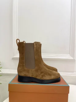 Alternative view of LORO PIANA Booties Calf Leather Brown-Black EU35-39 C80202609110213