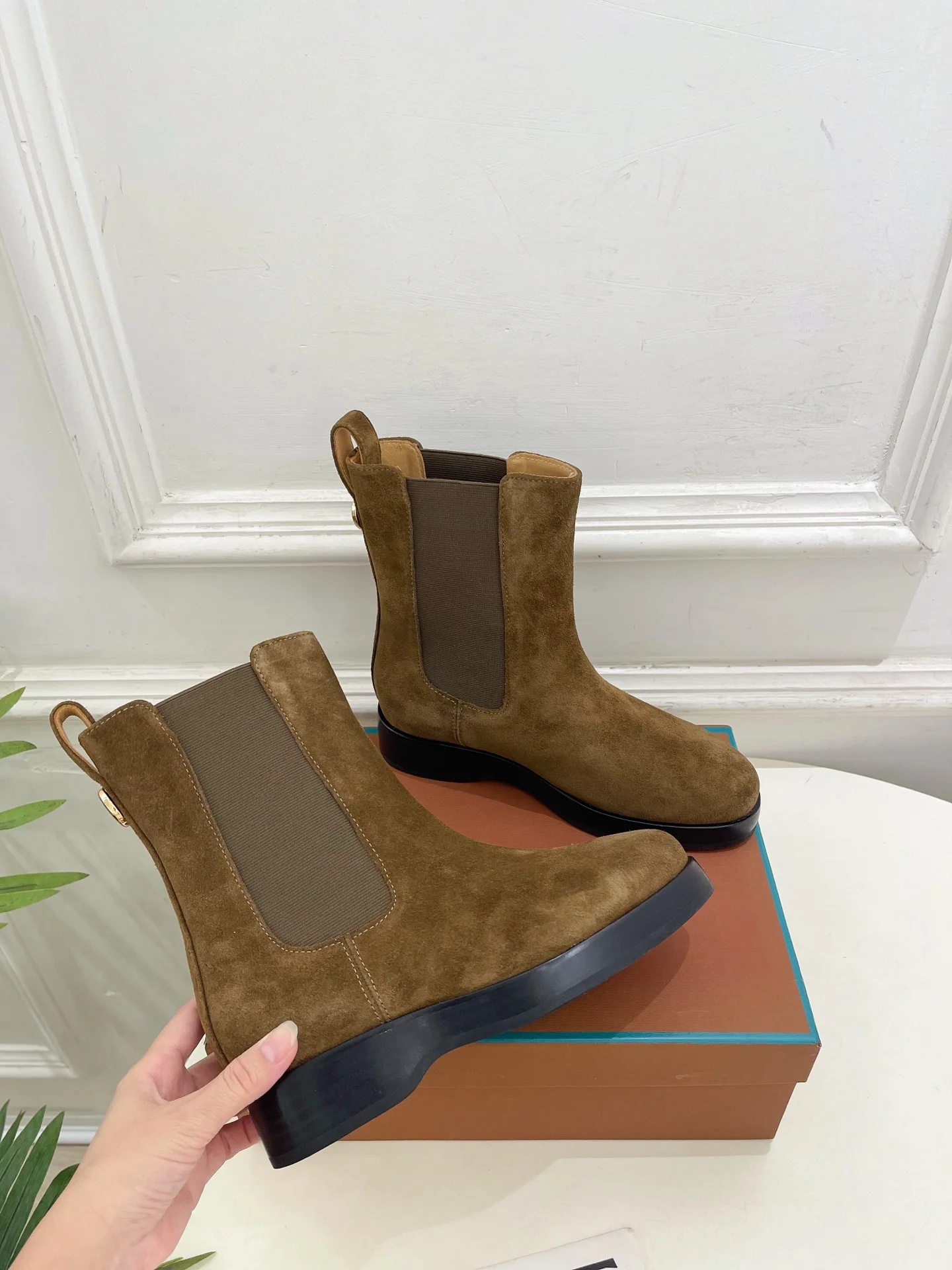 LORO PIANA Booties Calf Leather Brown-Black EU35-39 C80202609110213 - Image 4