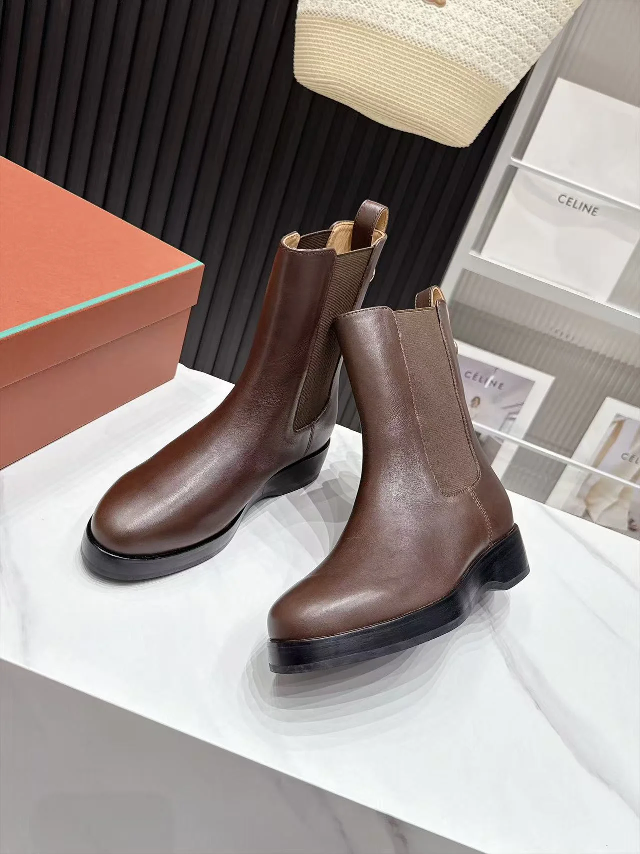 LORO PIANA Booties Calf Leather Brown-Black EU35-41 C90202609110670 - Image 4
