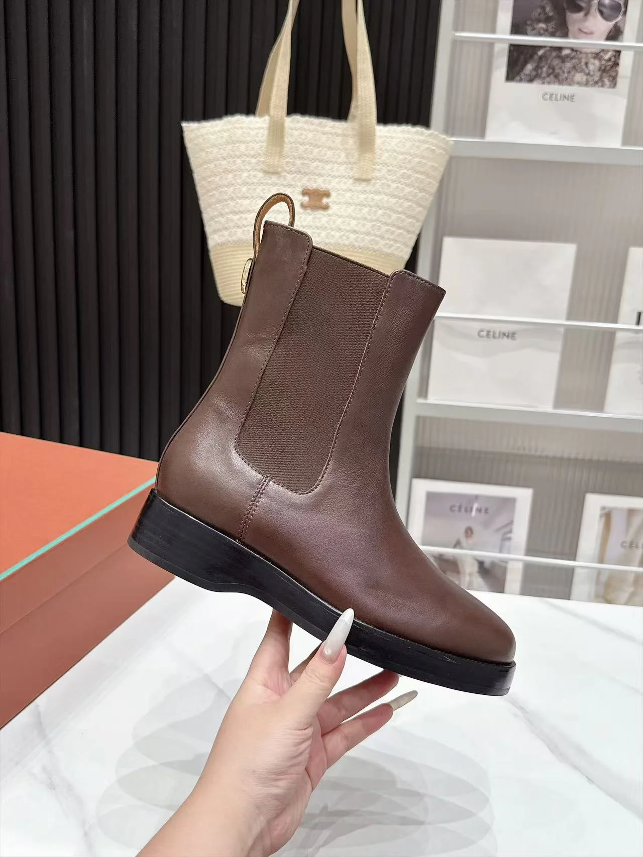 LORO PIANA Booties Calf Leather Brown-Black EU35-41 C90202609110670 - Image 5