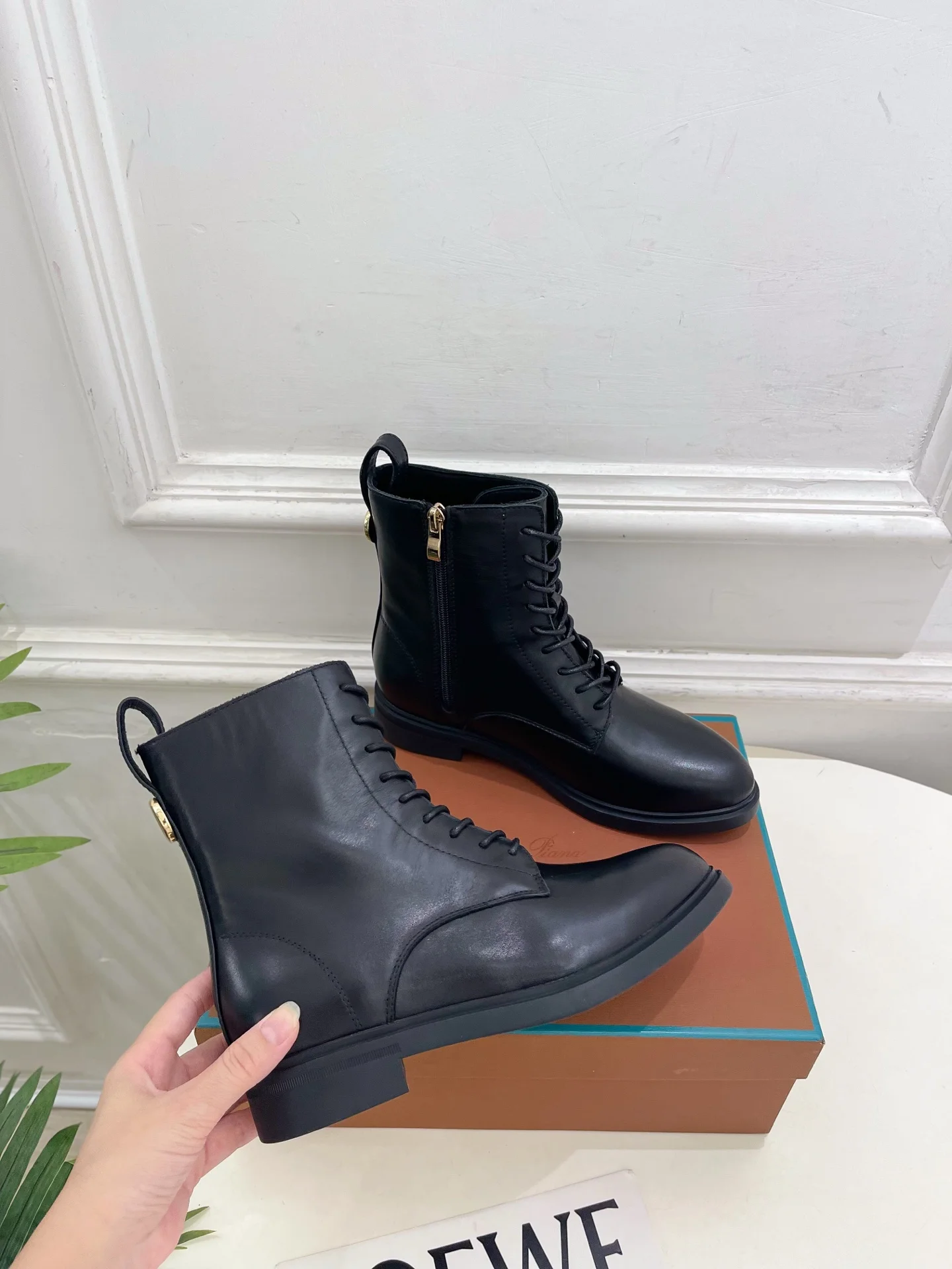 LORO PIANA Boots Calfskin Leather Black EU35-39 C60202609110208 - Image 4