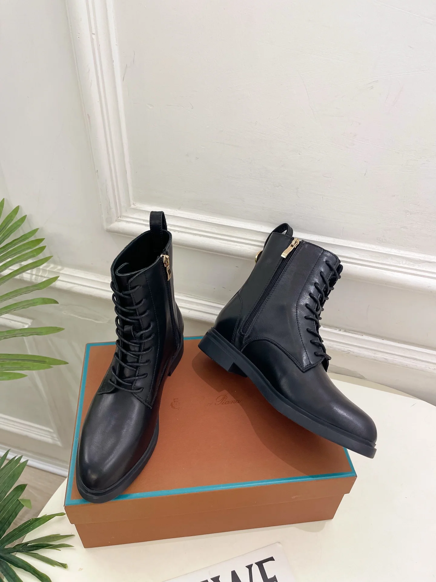 LORO PIANA Boots Calfskin Leather Black EU35-39 C60202609110208 - Image 5