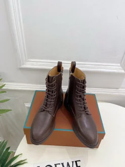 LORO PIANA Boots Calfskin Leather Brown EU35-39 C60202609110207