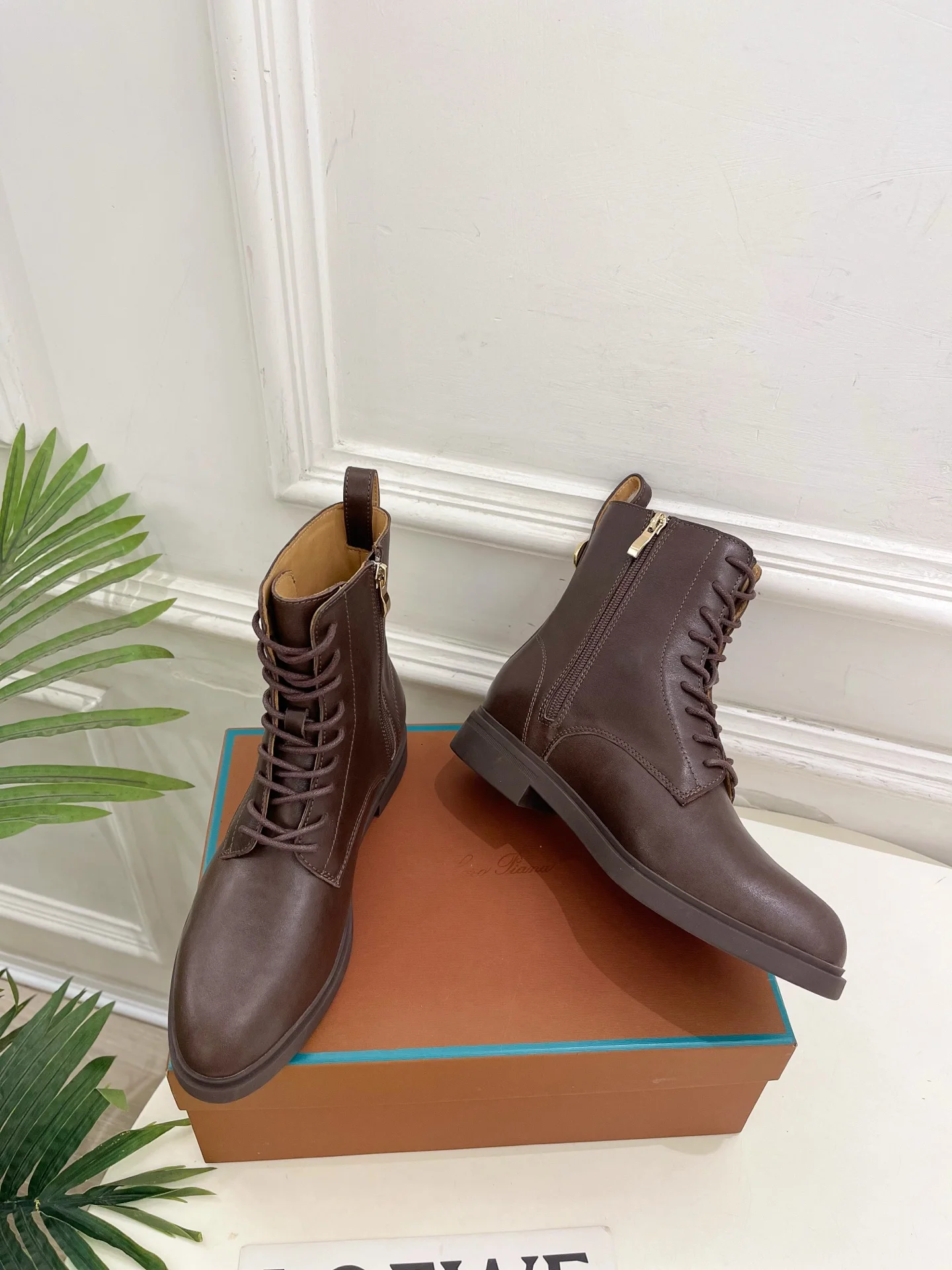 LORO PIANA Boots Calfskin Leather Brown EU35-39 C60202609110207 - Image 5